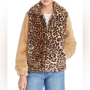 Vigoss Leopard Detail Faux Fur Bomber Jacket New with tags🧥